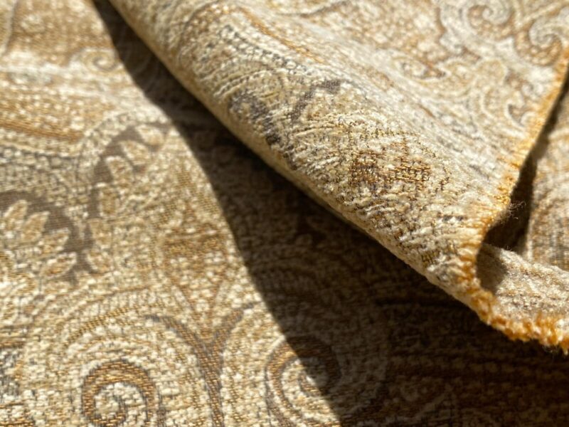 WhatsApp Image 2024-05-15 at 03.52.56_e4b80c07 Scalamandre " Asha Gold MSRP USD 256/Y Woven Turkish Paisley Chenille Gold Red Rust