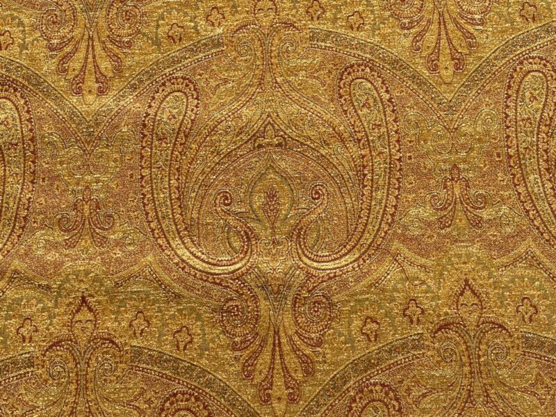 WhatsApp Image 2024-05-15 at 04.46.20_81066d9b Scalamandre Asha Topaz MSRP USD 256/Y Woven Turkish Paisley Chenille Gold Paisley