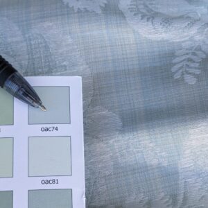 original_0adf06ea-8f8e-45cf-bb8e-cf16688c9965_PXL_20240507_190231840 17x17" Sample Scalamandre Uppsala White On Gustavian Blue Green Silk Damask MSRP USD 588/y