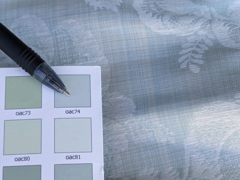 original_0adf06ea-8f8e-45cf-bb8e-cf16688c9965_PXL_20240507_190231840 17x17" Sample Scalamandre Uppsala White On Gustavian Blue Green Silk Damask MSRP USD 588/y