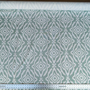 Scalamandre Zanzibar Ikat Aquamarine Green Aqua White Cotton Print Mid-Century MSRP USD 254.80/Y