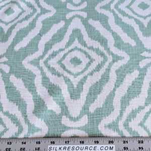 Scalamandre Zanzibar Ikat Aquamarine Green Aqua White Cotton Print Mid-Century MSRP USD 254.80/Y