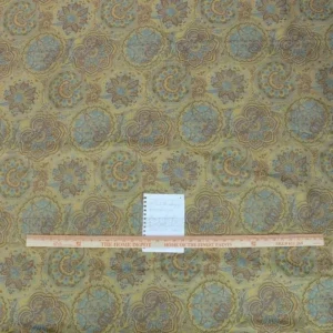 s-l1600 (1) By yd 100% Silk Lampas Kaleidoscope Paisley Blue Gold Bronze MSRP0+/y