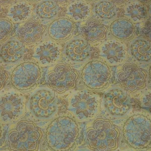 s-l1600 (3) By yd 100% Silk Lampas Kaleidoscope Paisley Blue Gold Bronze MSRP0+/y