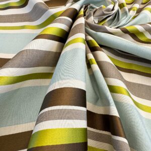 IMG_3511 Scalamandre Tango Aqua/Multi Blue Green Rainbow Stripe 100% Silk Jacquard MSRP USD 324/y