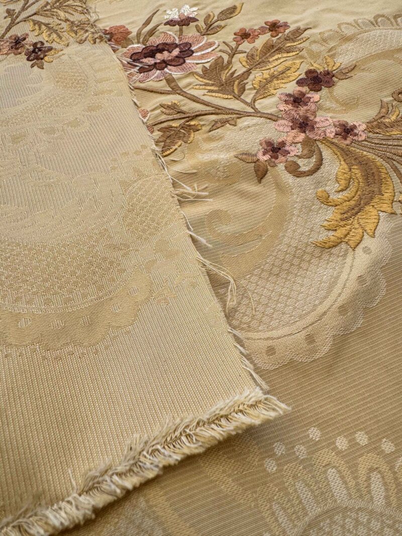 IMG_3973 Scalamandre Floral Botanical Brown Beige Embroidery Historical 1.2y