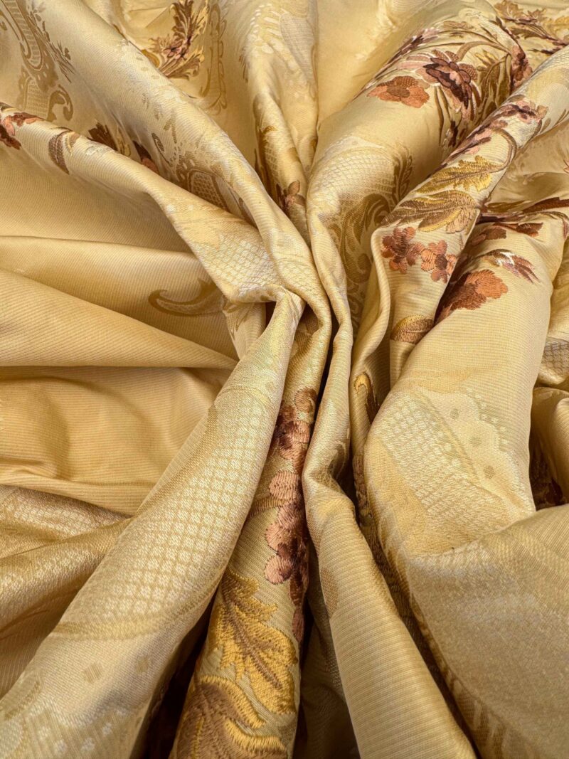 IMG_3974 Scalamandre Floral Botanical Brown Beige Embroidery Historical 1.2y