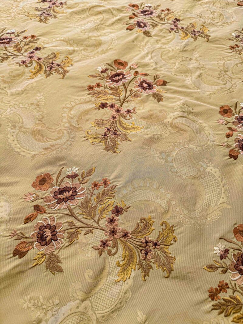 IMG_3977 Scalamandre Floral Botanical Brown Beige Embroidery Historical 1.2y