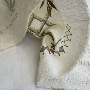 IMG_4208 1.9y Scalamandre Old Word Weavers Imperial Court Asian Chinoiserie Toile Figurative Game Sports Music Bamboo Cream White