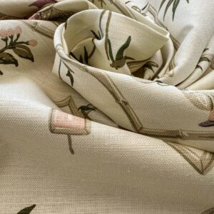 IMG_4212 1.9y Scalamandre Old Word Weavers Imperial Court Asian Chinoiserie Toile Figurative Game Sports Music Bamboo Cream White