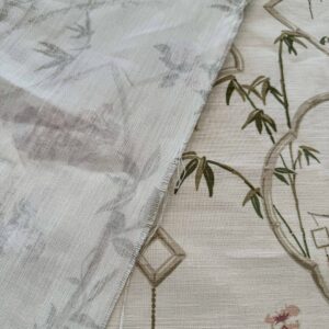 IMG_4214 1.9y Scalamandre Old Word Weavers Imperial Court Asian Chinoiserie Toile Figurative Game Sports Music Bamboo Cream White
