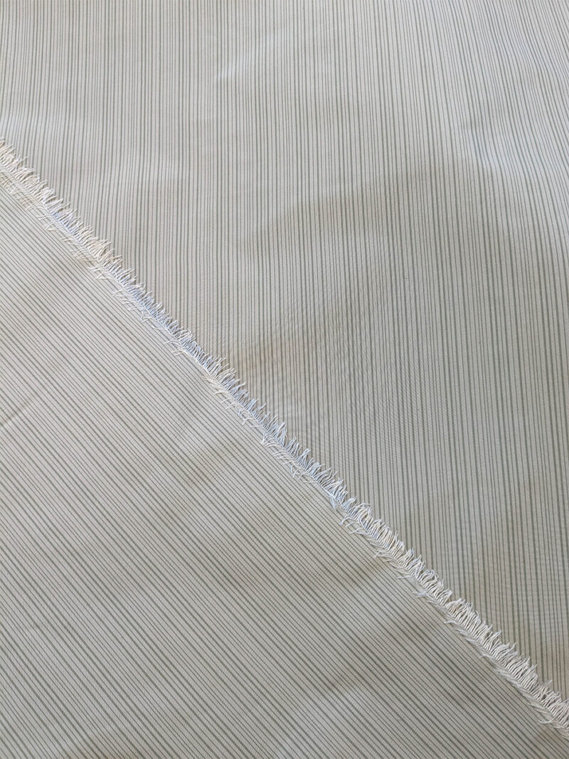 Scalamandre Astley Silk Strie Sage Gray White Pin Stripe Small Scale MSRP USD350+/yard