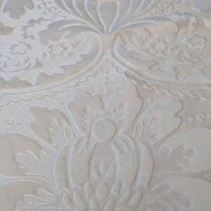 PXL_20240604_184914041 Lelievre Odalisque Ivoire Ivory Cream White Damask Silk Velvet Cut Velvet Floral Botanical French Court Renaissance MSRP USD668/y 56" x 37"