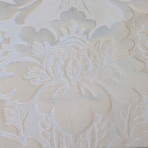 PXL_20240604_184922006 Lelievre Odalisque Ivoire Ivory Cream White Damask Silk Velvet Cut Velvet Floral Botanical French Court Renaissance MSRP USD668/y 56" x 37"