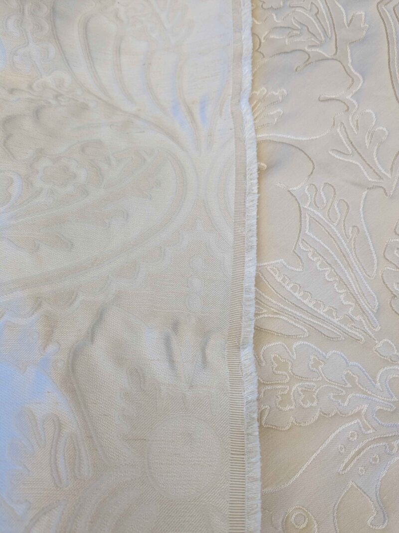 PXL_20240604_184946348 Lelievre Odalisque Ivoire Ivory Cream White Damask Silk Velvet Cut Velvet Floral Botanical French Court Renaissance MSRP USD668/y 56" x 37"