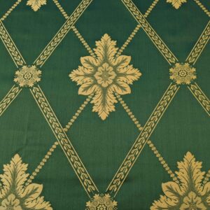 PXL_20240604_185814861 2.5y Scalamandre Diamond Lattice Green Gold Neoclassical Silk Brocade Large Pattern