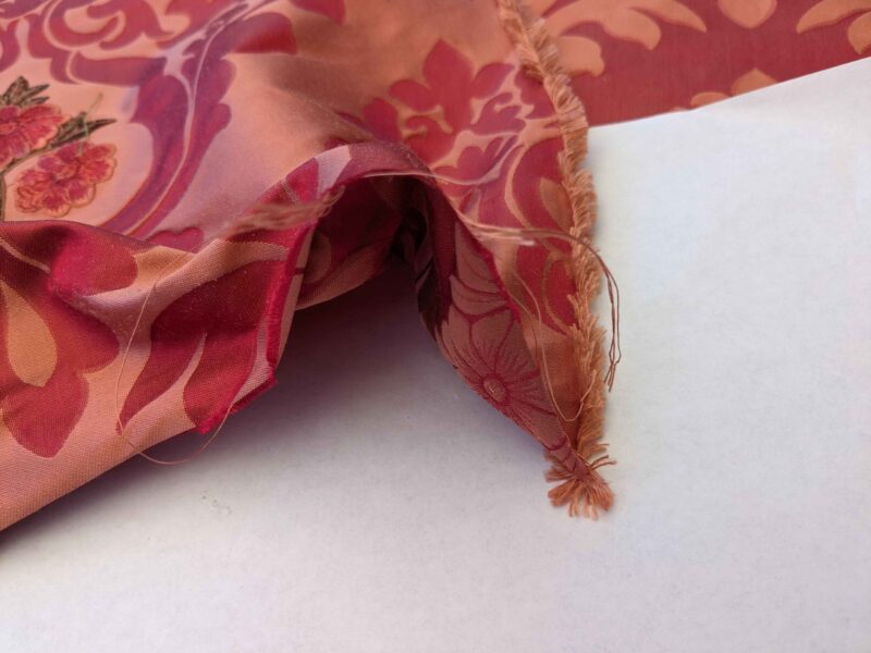 Scalamandre Damask Red Diamond Medallion Renaissance Embroidery Rose Bouquet 55″Width x 46″ Length