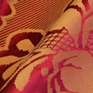 PXL_20240607_204413457 Scalamandre Red Damask Medallion Botanical Renaissance Reversible 4.3yard