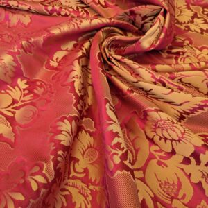 PXL_20240607_204443774 Scalamandre Red Damask Medallion Botanical Renaissance Reversible 4.3yard