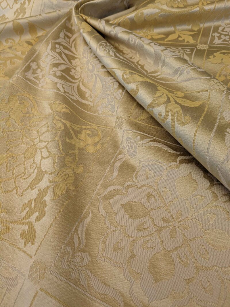 PXL_20240607_210155771 2y Scalamandre Plaid Check Damask Square Historic Art Deco Suzani Renaissance Silk Gold