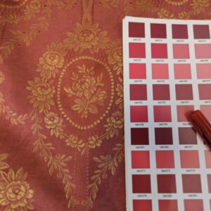 PXL_20240607_210443655 1.2y Scalamandre Medallion Red Gold Damask Floral Botanical Renaissance