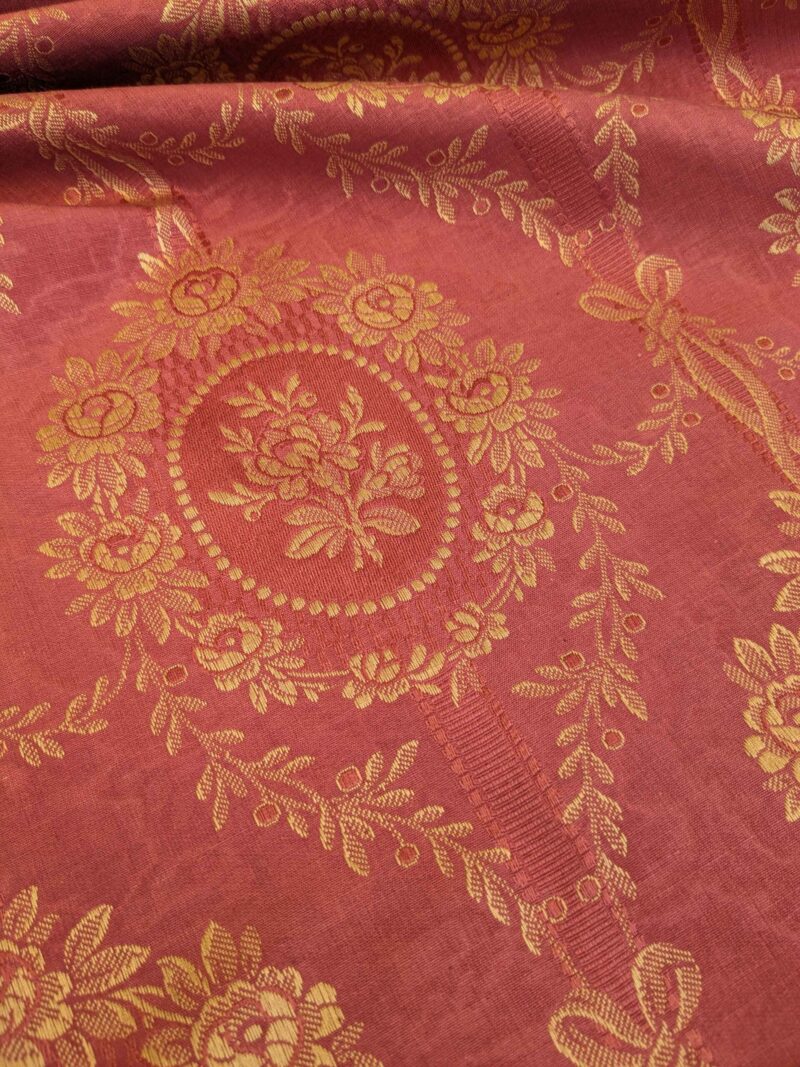 PXL_20240607_210606488 1.2y Scalamandre Medallion Red Gold Damask Floral Botanical Renaissance