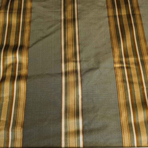 PXL_20240611_194206328 0.8y Scalamandre Gustave Stripe Green Gold Old World Weavers 100% Silk Stripe
