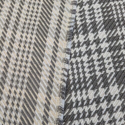 PXL_20240611_204619216 1 yard Sonia Rykiel Maison Plaid Check Gray White Woven