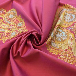 PXL_20240613_174515215 Coraggio Textile Fabric 3yard from Italy Highest Quality Silk Stripe Red Gold Renaissance MSRP USD 300+/yard