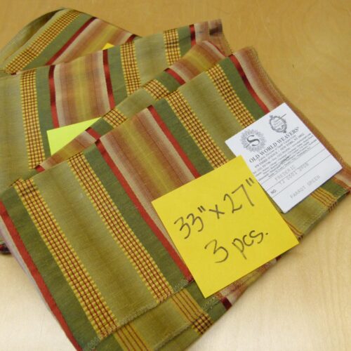 2 EV29 Scalamandre Old World Weavers Frederic Parrot Green Stripe 3 Pieces 33"x27"