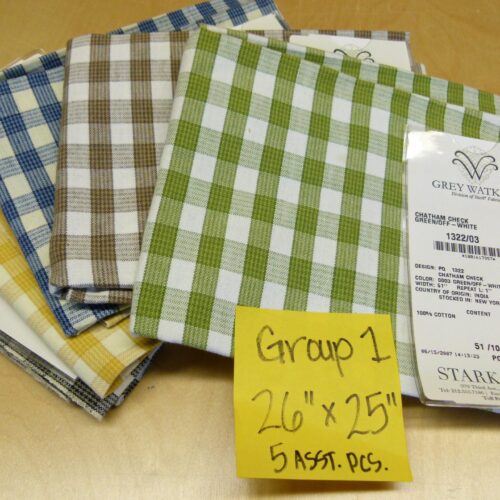 P1130153 4 EV29 Scalamandre Grey Watkins Chatham Check Green/Off-White Cotton 5 Pieces Assorted Colors 26"x25"