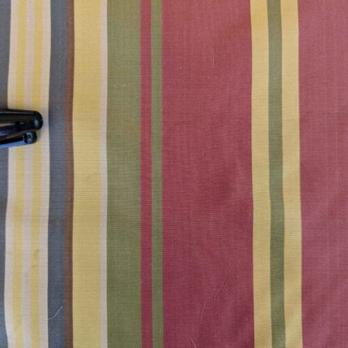 PXL_20240701_174555146 by yard Scalamandre Silk Taffeta Stripe Red Green Yellow White Defect.