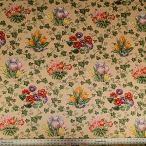 PXL_20240701_195101531 by yard Scalamandre Le Treillage Butter Yellow Spring Garden Tulip Rose Crocus Boston Ivy MSRP USD 204/y