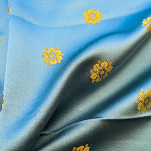 PXL_20240702_210325292 27 EV36 Tassinari and Chatel Davout Seme Bleu Blue Gold Silk Botanical Neoclassical 25"x26"