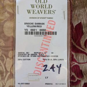 PXL_20240709_180412801 1 EV37 2.4yards Old World Weavers Broche Damask Yellow Red Botanical Floral Renaissance MSRP USD 500+