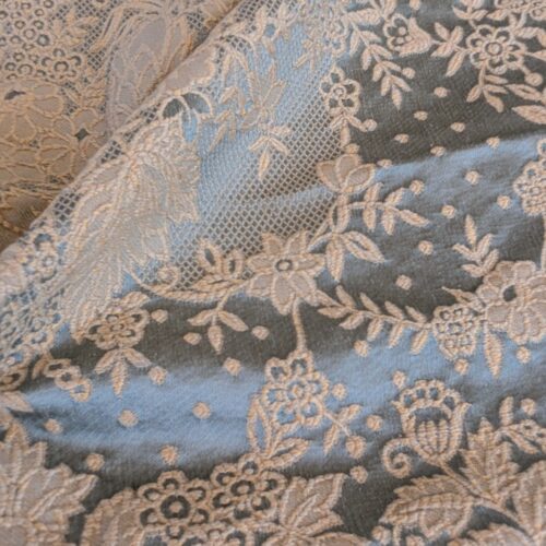 PXL_20240709_180826061 2 EV37 2.4yards Old World Weavers Ambliornite Grande Azure Blue Woven Gray Beige Floral Silk MSRP USD 500+/y