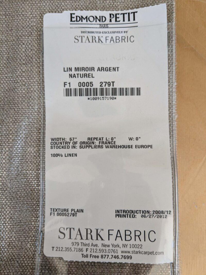 original_52b89750-9346-493a-b5ea-018abae80903_PXL_20240709_185846568 101 EV37 25" x 29" Edmond Petit Lin Miroir Argent Naturel Light Beige Cream Texture Solid Linen MSRP USD594/y
