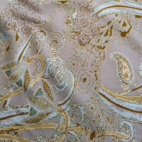 455264671_800063299002162_6469940878847990200_n Scalamandre Lelievre Paris Albus Armande Paisley Abstract Art Deco Gray Blue Gold MSRP USD304/y