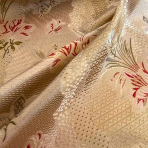 WhatsApp Image 2024-08-22 at 02.28.31_27089f99 100%silk Lampas Garden Trail French Lace Creamy Gold MSRP USD 300+