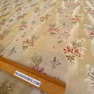 WhatsApp Image 2024-08-22 at 02.28.31_35adc1c4 100%silk Lampas Garden Trail French Lace Creamy Gold MSRP USD 300+