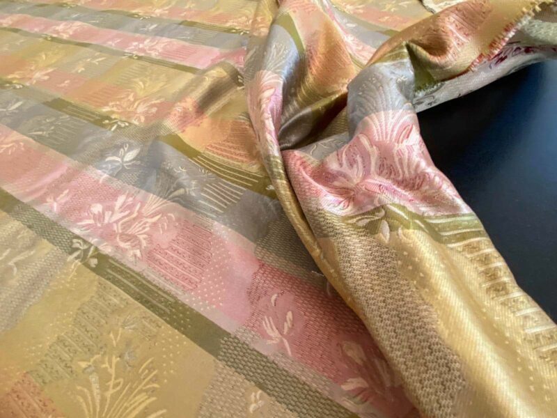 WhatsApp Image 2024-08-22 at 02.28.31_71c04251 100%silk Lampas Garden Trail French Lace Creamy Gold MSRP USD 300+