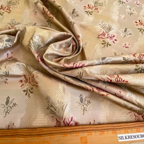 WhatsApp Image 2024-08-22 at 02.28.31_b9532d7c 100%silk Lampas Garden Trail French Lace Creamy Gold MSRP USD 300+