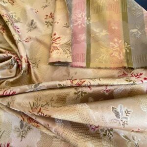 WhatsApp Image 2024-08-22 at 02.28.31_e2e0f249 100%silk Lampas Garden Trail French Lace Creamy Gold MSRP USD 300+