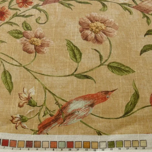 s-l1600 (13) By yard Lee Jofa Sutherland Linen Print Chinoiserie Tree Birds "Honey" Gold Pink Green Linen Cotton MSRP USD238/y