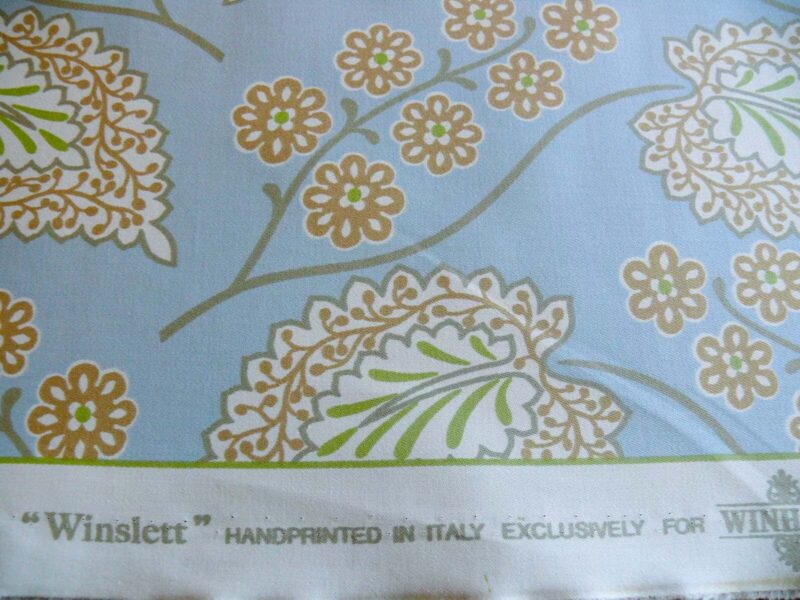 s-l1600 (15) By yard Scalamandre Winslett Foliage Cotton Print in Blue Orange White Hand Printed in Italy MSRP0/Y