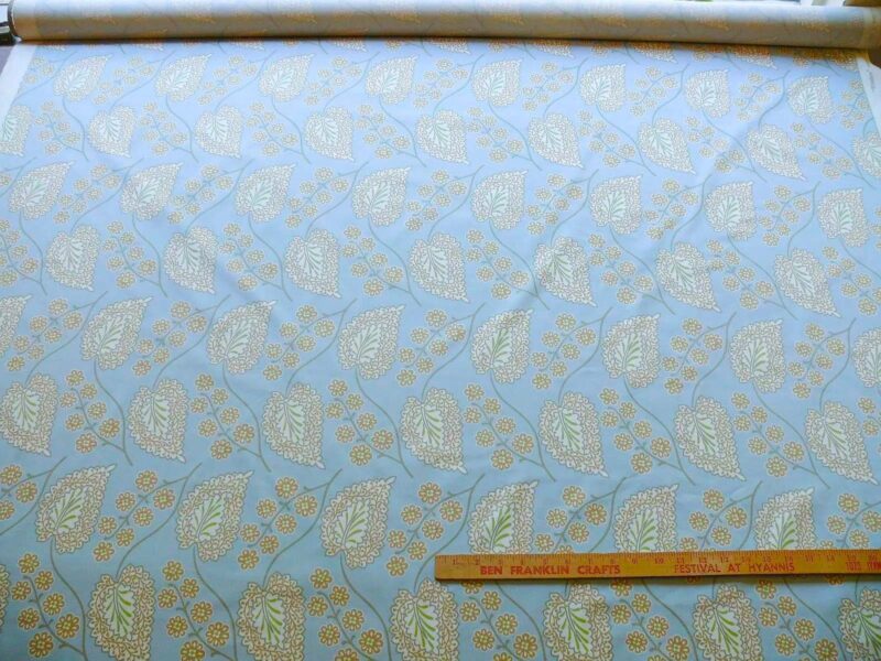 s-l1600 (16) By yard Scalamandre Winslett Foliage Cotton Print in Blue Orange White Hand Printed in Italy MSRP0/Y