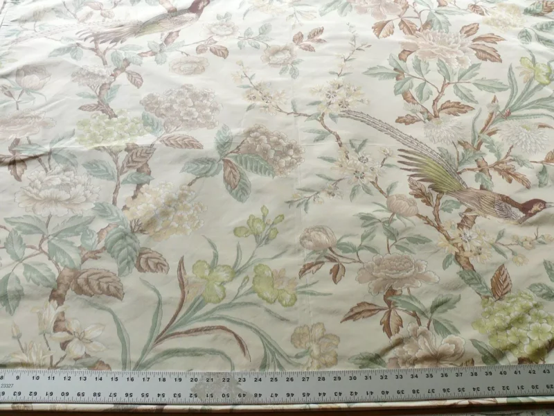 s-l1600 (5) 1.1y Scalamandre Oiseau des Exotique 100% Silk Warp Print Bird Beige Cream