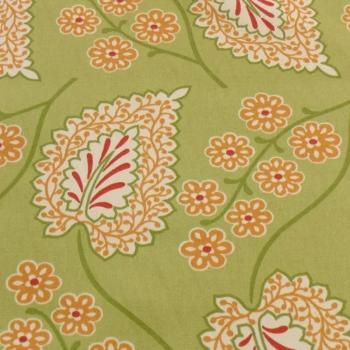 s-l1600 (6) By yard Scalamandre Winslett Foliage Cotton Print in Green Red Orange White Hand Printed in Italy MSRP0/Y