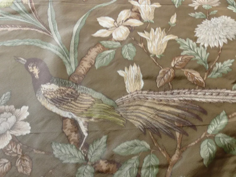 s-l1600 (7) 1.1y Scalamandre Oiseau des Exotique 100% Silk Warp Print Bird Brown Light Mocha