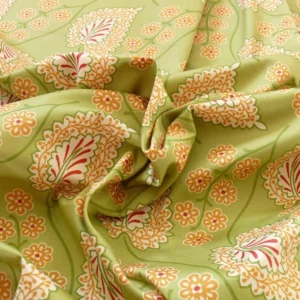 s-l1600 (7) By yard Scalamandre Winslett Foliage Cotton Print in Green Red Orange White Hand Printed in Italy MSRP0/Y